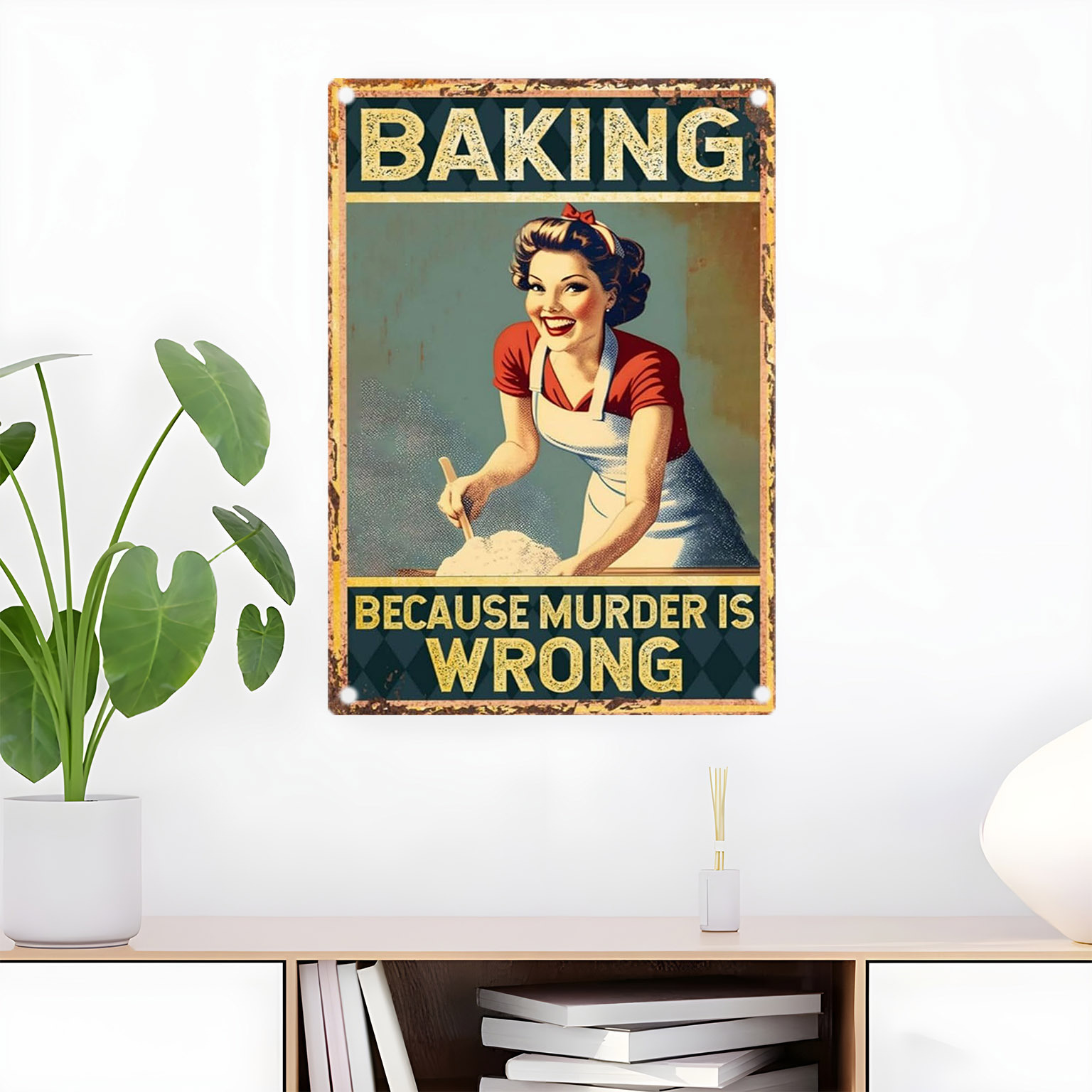 Kitchen Baking Wall Art - Винтажная забавная металлическая табличка с цитатой