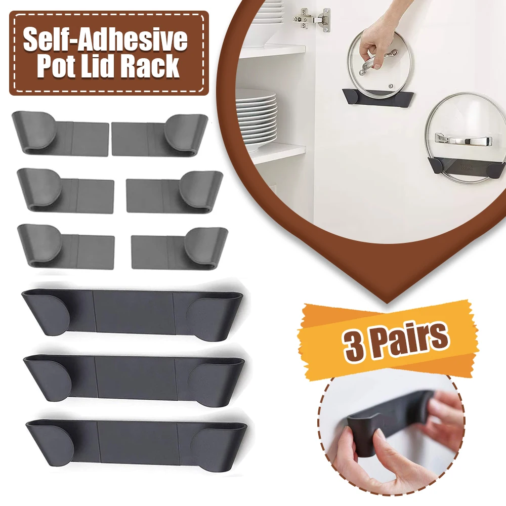Kitchen Baking Pan Organizer - 3 пары самоклеящихся стеллаж-органайзер для крышек
