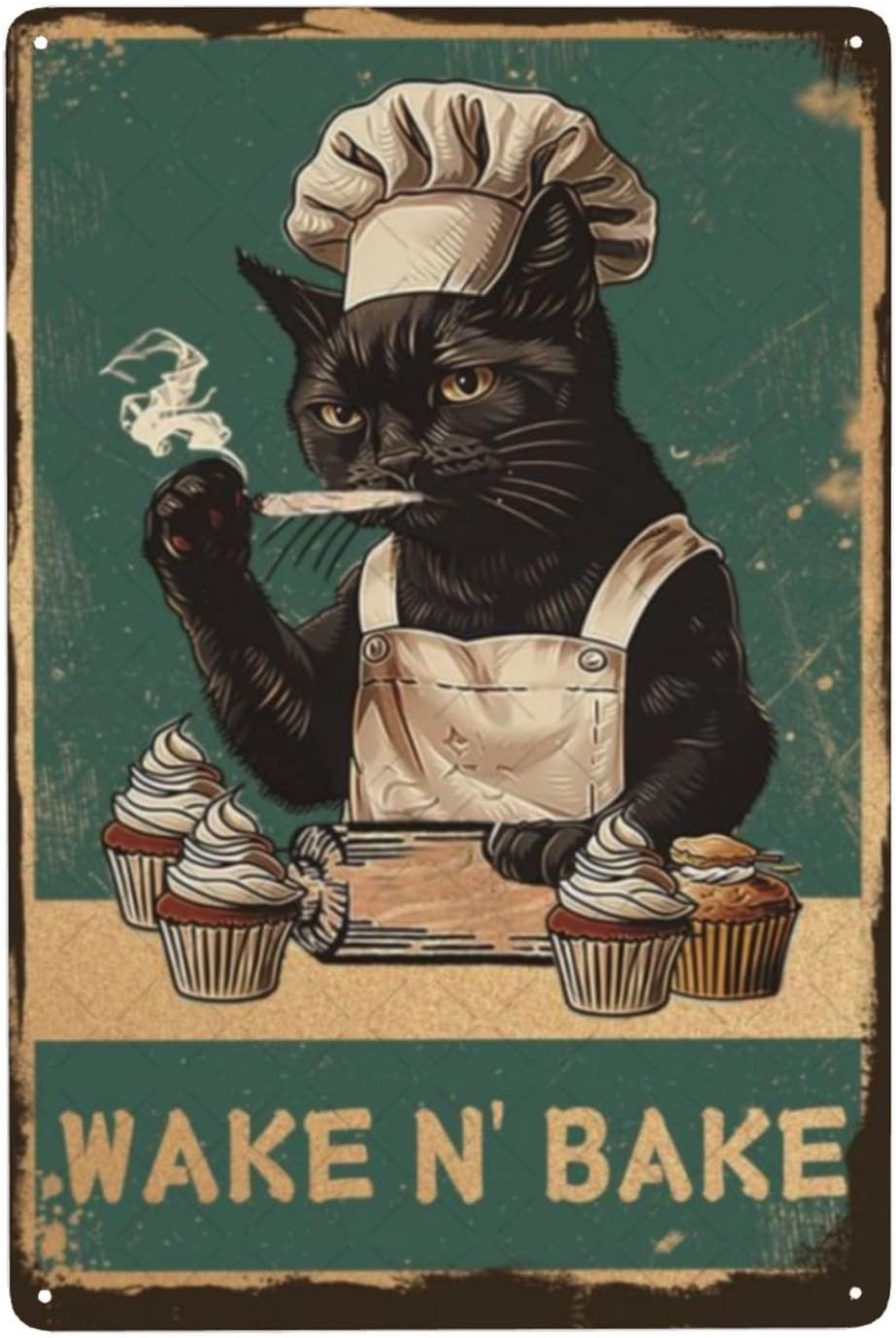 Kitchen Baking Wall Art - Металлическая табличка Wake N' Bake: Черный